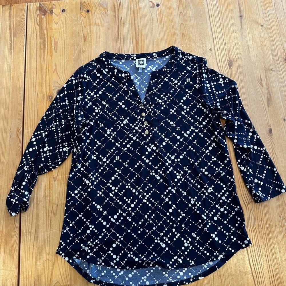 Anne Klein Women's navy white top size medium